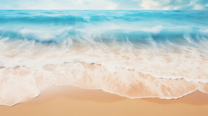 Fototapeta na wymiar sea sand and blue sea background, Ai generated image