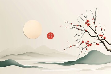 Obraz na płótnie Canvas Modern Design Template for 2024 Lunar New Year Greeting