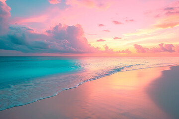Fototapeta premium The sunset on the beach. Generative AI