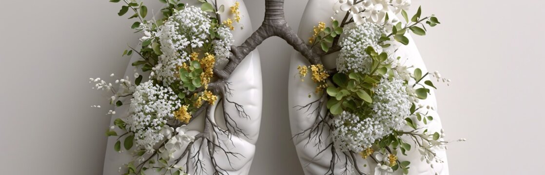 White Lung with Yellow Flowers Generative AI