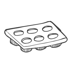 Cake, muffin and biscuit tin outline icon vector illustration. Line pan of circle shape to bake dough of cookie and cupcake in oven, confectionery