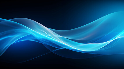 Midnight blue abstract background with luminous waveforms