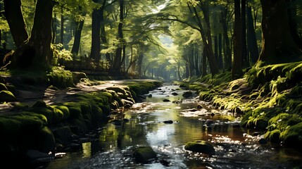 river in the forest - obrazy, fototapety, plakaty
