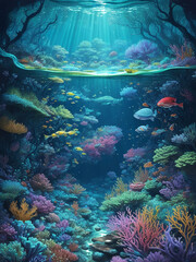 A photo of a Beautiful view under the sea Generative AI