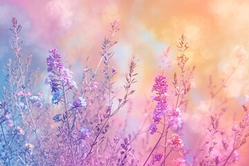 Colorful Flowers in a Field of Purple and Pink Generative AI