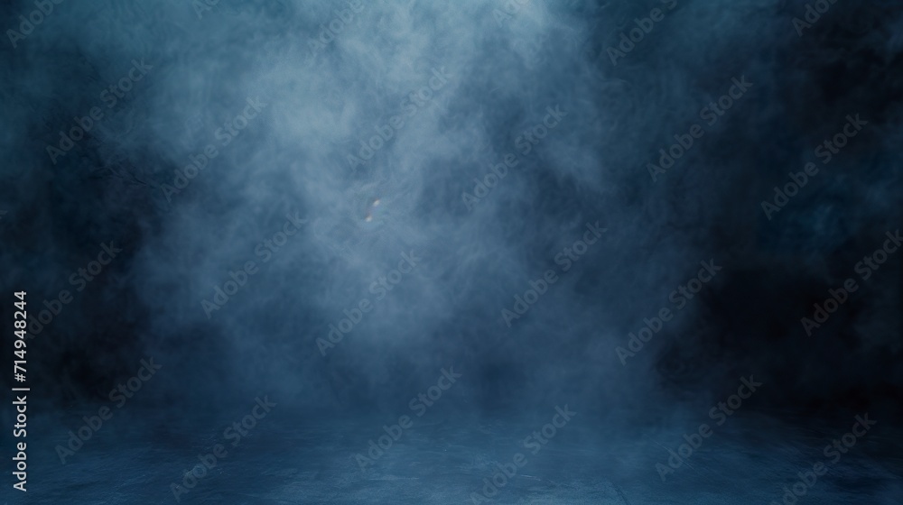 Wall mural dark blue abstract background in cyclorama style in misty atmosphere. opulent setting of extra depth