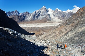 View of Khumbu glacier, mount Cho Oyu from Kongmala pass