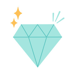 Diamond icon. Cartoon illustration of diamond. Simple Hand Drawn. Retro style. flat vector illustration