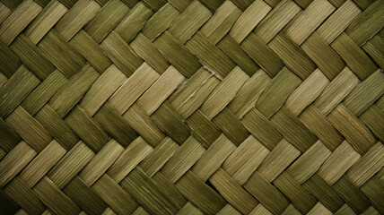woven olive green plant material in a wicker style pattern; background image - obrazy, fototapety, plakaty