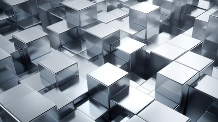 dark geometric background, light shiny metal 3D cubes, lux wallpaper, top light, business