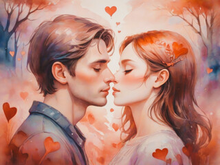 Перейти к странице
|1234Далее
A beautiful couple in love. A man and a woman in a gentle embrace . illustration of Valentine's Day. the concept of family