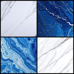 Blue and white marble checkered wall tiles sample banner