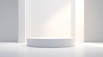 White podium in a white room - obrazy, fototapety, plakaty