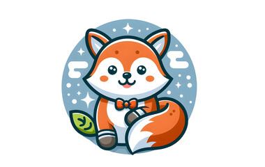 Fototapeta premium Orange fox cartoon, cute animals. Farm cartoon characters. Mobile applications icons shape png on transparent background