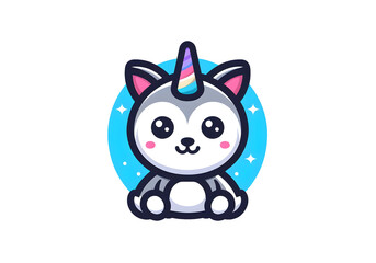 Fototapeta premium Unicorn cartoon, cute animals. Farm cartoon characters. Mobile applications icons shape png on transparent background