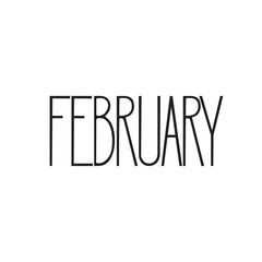 Vector lettering. The isolated word February, hand-written on a transparent background for printing on fabrics, notebooks, stickers, other stationery or clothing, design