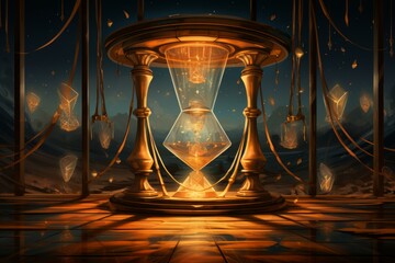 Enigmatic time-warping hourglasses in Fantasy - Generative AI - obrazy, fototapety, plakaty