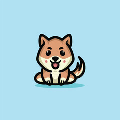 Cute Shiba inu Dog Cartoon Mascot Animal Vector Logo Design illustration
