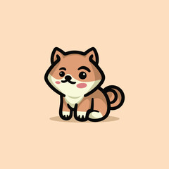 Cute Shiba inu Dog Cartoon Mascot Animal Vector Logo Design illustration