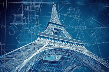 Blueprint Design of the Eiffel Tower Structure

