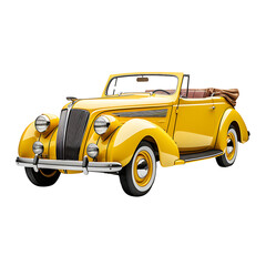 Yellow vintage car on transparent background PNG