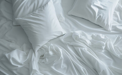 White bedding sheets and pillow background
