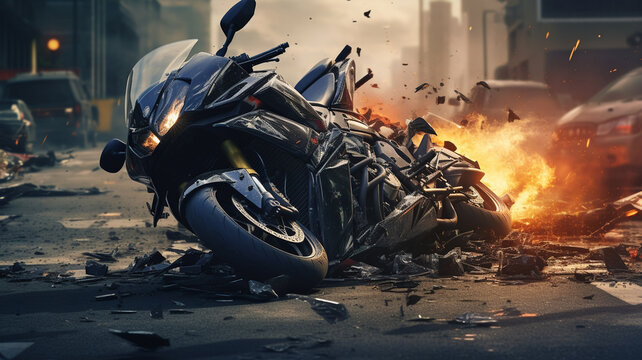 Motorcycle Accident ,Motorcycle crush on the road