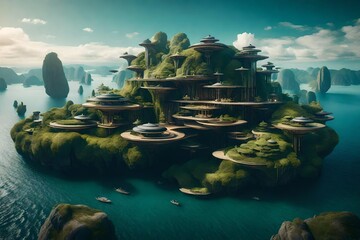 panorama of the city on an island