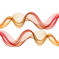 Fototapeta premium Orange red wave lines on a white background, two transparent waves