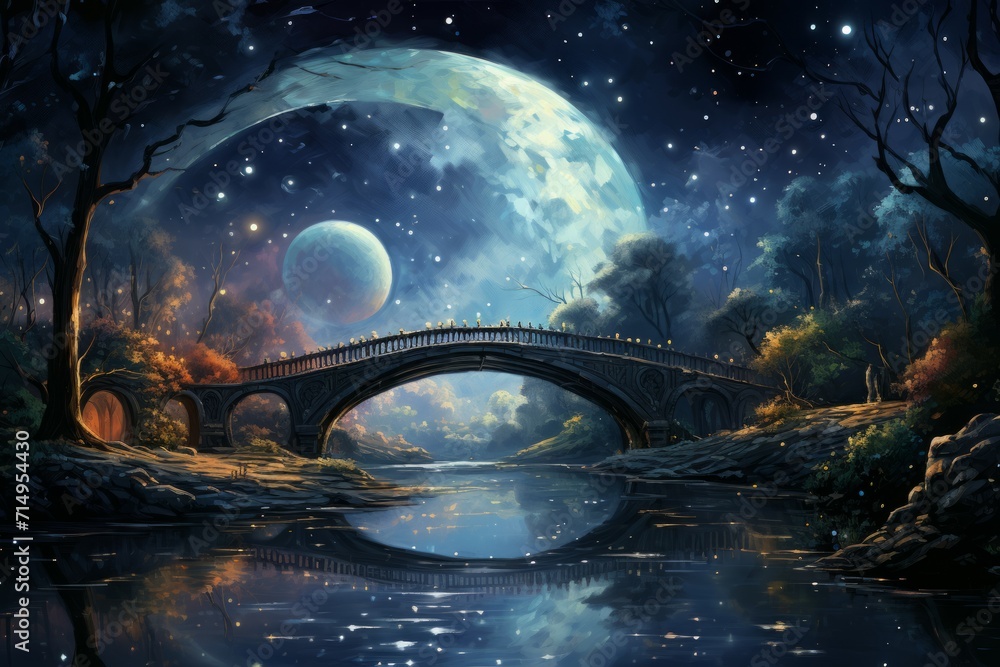 Canvas Prints whimsical starlight bridges in fantasy - generative ai
