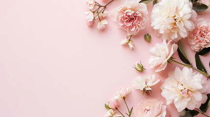Blush Pink and White floral banner background