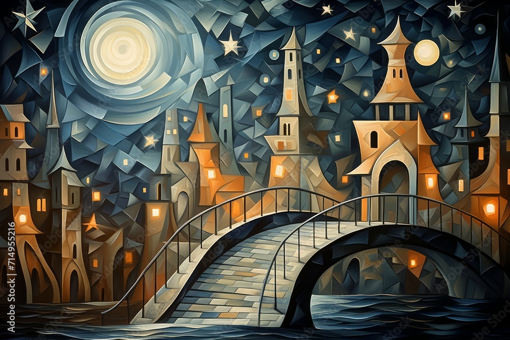 Canvas Prints Whimsical starlight bridges in Fantasy - Generative AI