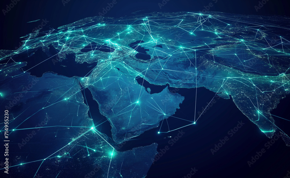 Poster digital map of the world, concept of global network and connectivity.
