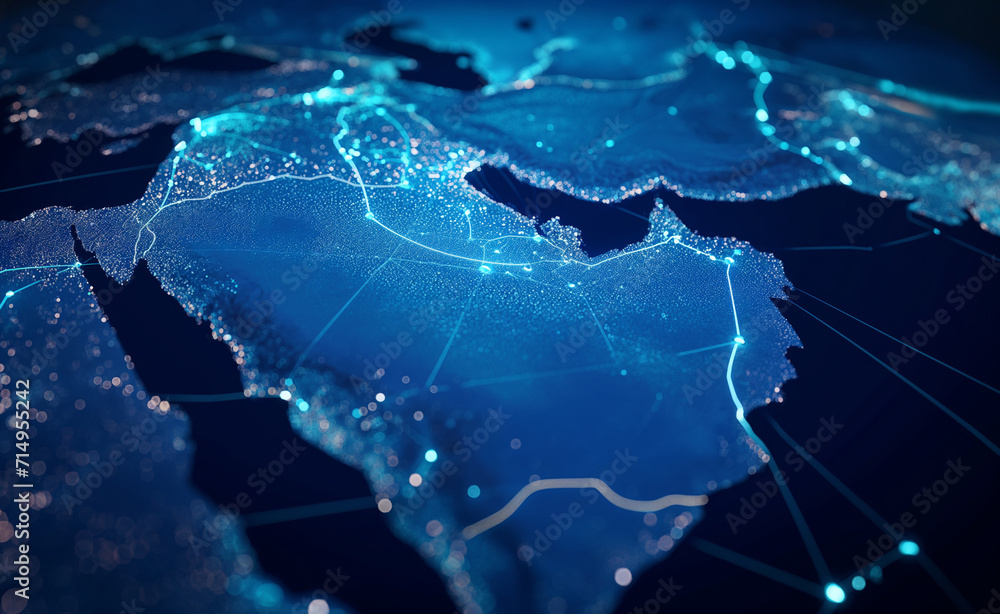 Poster digital map of the world, concept of global network and connectivity.