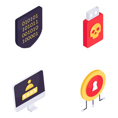 Set of Security and Safety Isometric Icons

