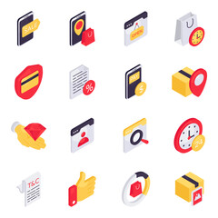 Set of Shopping and Buying Isometric Icons

