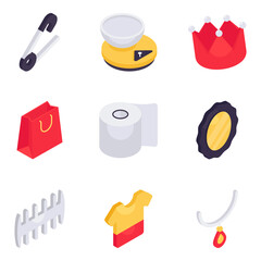 Set of Cosmetology Isometric Icons 

