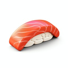 nice 3D clay icon of nigiri sushi on a white background, with a soft shadow falling behind. Playful and upbeat, digital illustration
