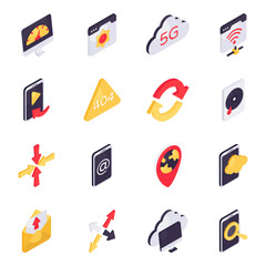 Set of Network and Management Isometric Icons

