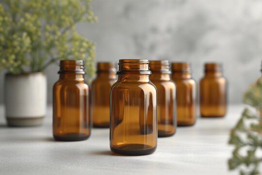 Discover endless possibilities with our stock photo featuring blank medicine bottles. An ideal canvas for health-related concepts and pharmaceutical designs.