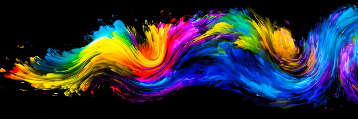 colorful paint swirl isolated on black background