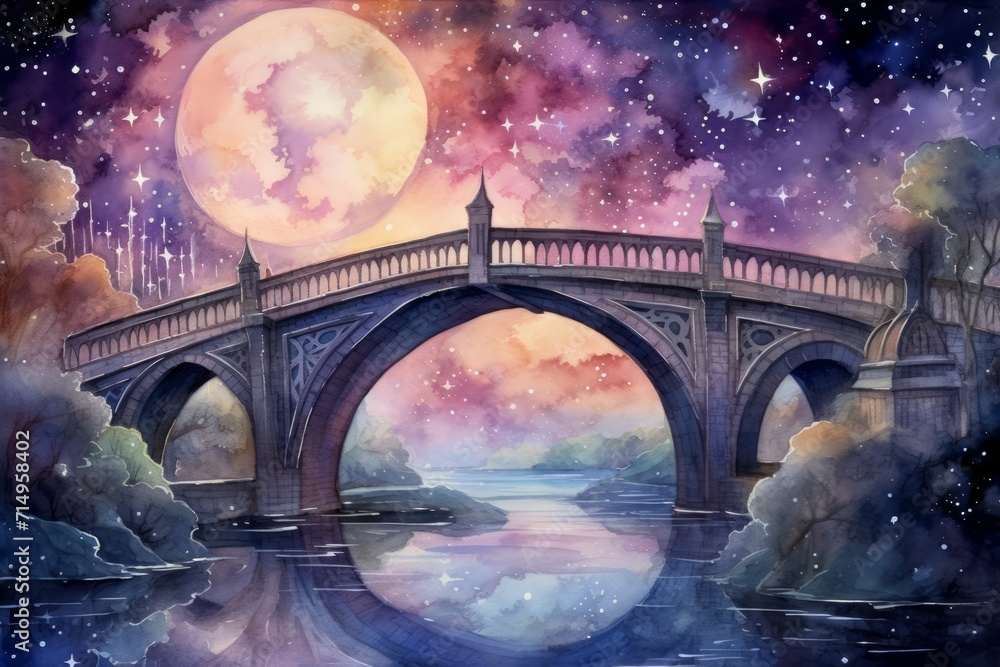 Canvas Prints Whimsical starlight bridges in Fantasy - Generative AI