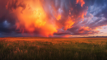 Obraz na płótnie Canvas beautiful sunset over colorful clouds