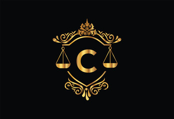 Low firm logo with latter C vector template, Justice logo, Equality, judgement logo vector illustration