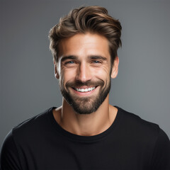 Obraz premium Portrait of a man in a studio with a white background. Business advertisement. 