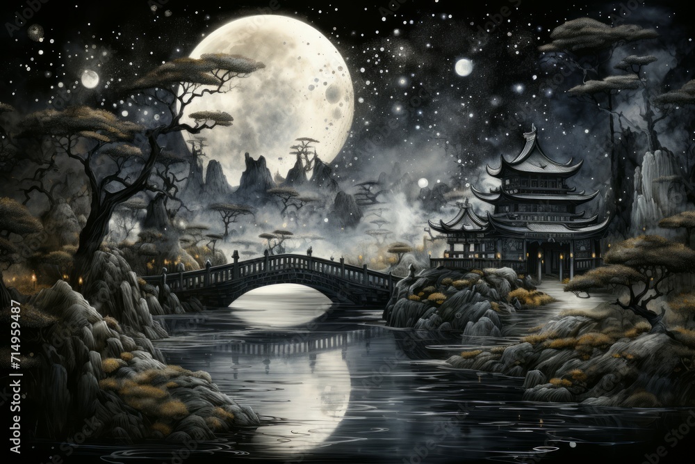 Canvas Prints Whimsical starlight bridges in Fantasy - Generative AI