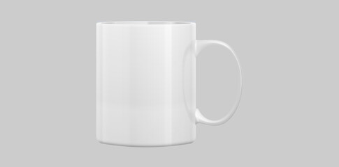 Realistic White Ceramic Mug Vector Illustration.	