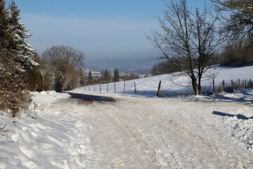 Fototapeta na wymiar snow covered road