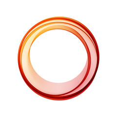 Orange-red lines of a circular wave on a white background,
