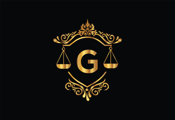 Low firm logo with latter G vector template, Justice logo, Equality, judgement logo vector illustration